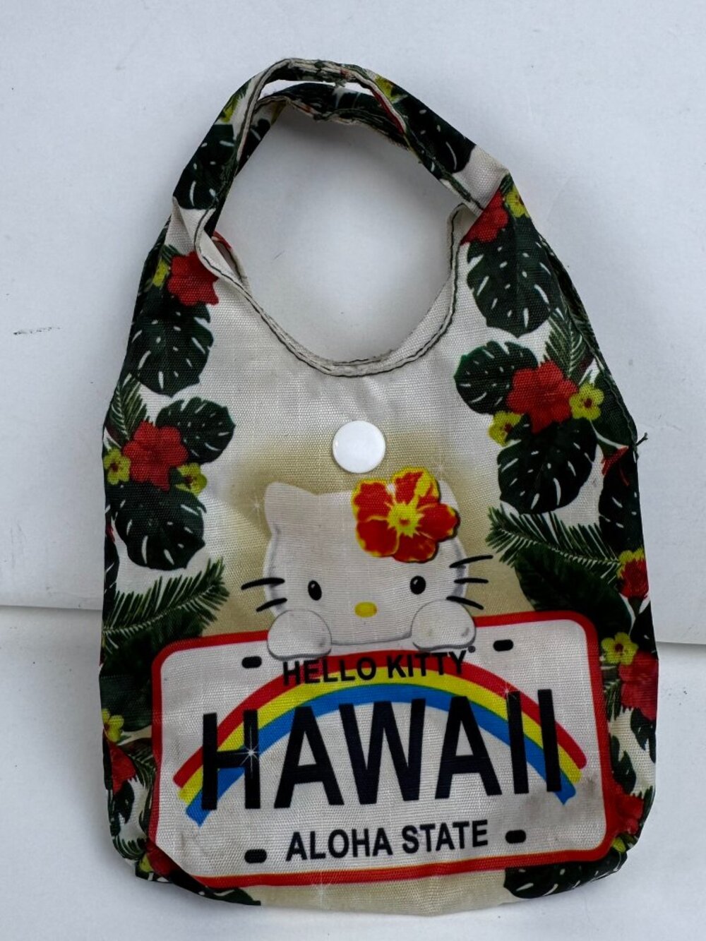 Hello Kitty Hawaii Aloha State Floral Mini Tote Pouch Snap Bag Vintage 7"x5"